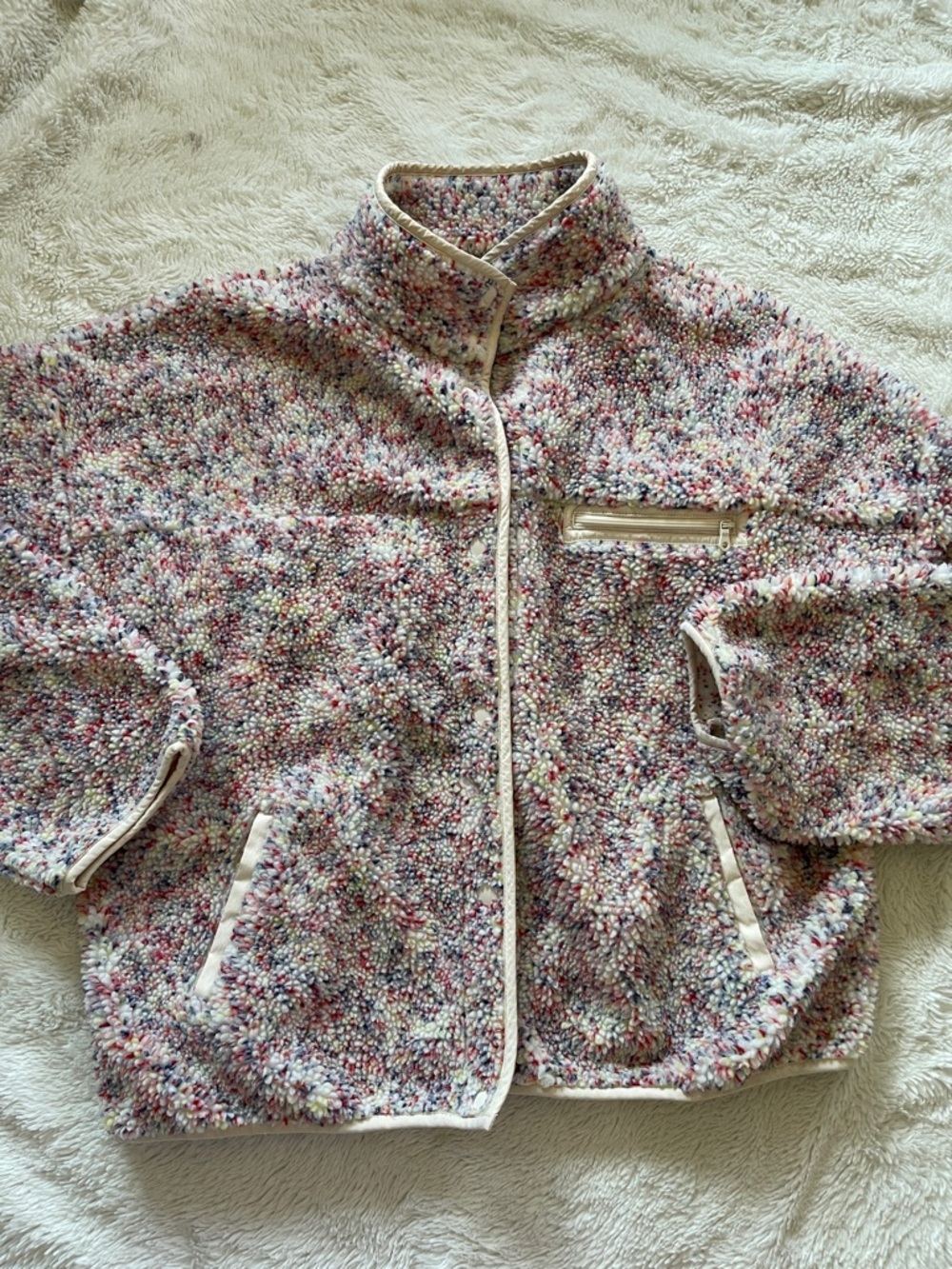 Aerie Offline Cozy Sherpa Multicolor Speckled Button Jacket